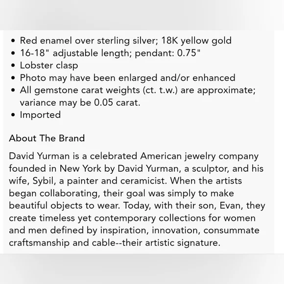 David Yurman Red and Gold Heart Necklace 18k - Picture 6 of 6